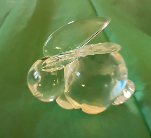 Art Glass STEUBEN Crystal #7911 BUNNY RABBIT Hand Cooler, Paperweight, Mint!