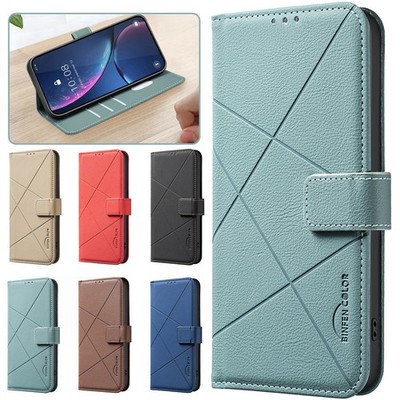 For iPhone 17 Pro Max 16e 15 14 13 12 11 Magnetic PU Leather Flip Wallet Case