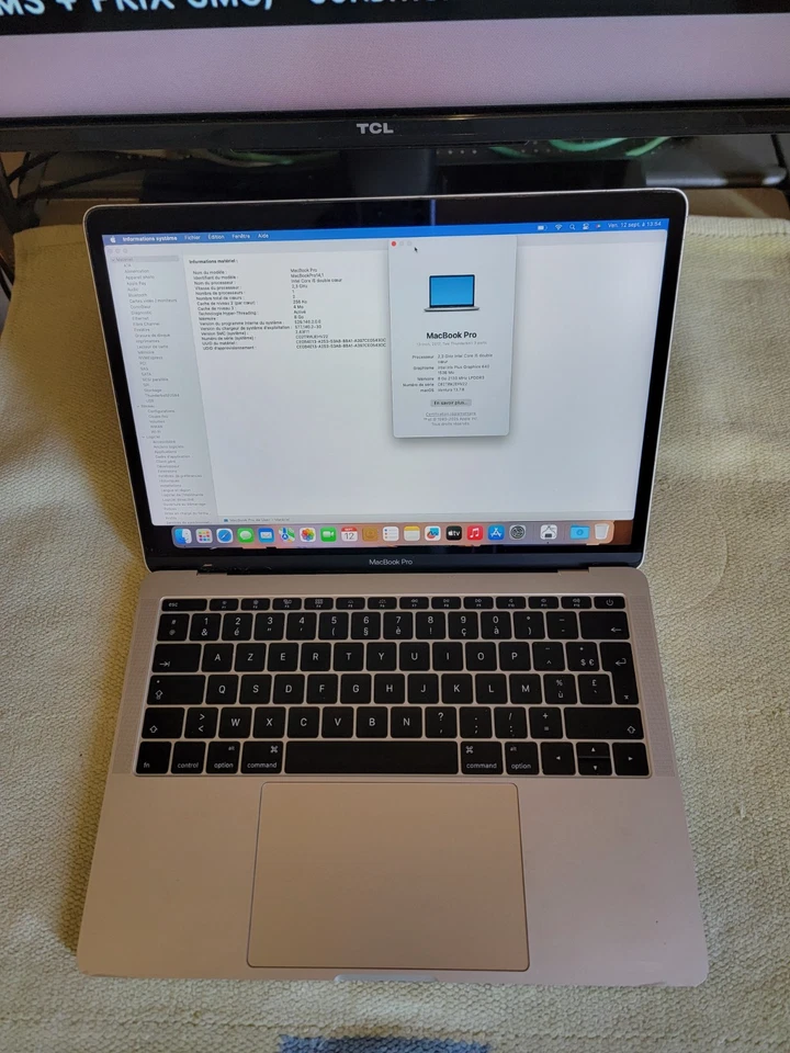 MacBook Pro (13) A1708 2017 I5 @ 2,3 M/R 8 Go SSD 256 Go Azerty Batterie 262🆗🆗 - Photo 4/4