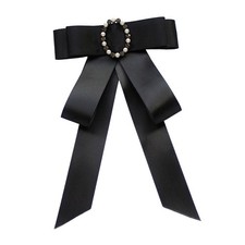Womens Bow Tie Breastpin Elegant Neck Tie for Wedding Shirt Decoration Satin