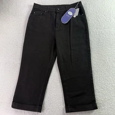 DG2 by Diane Gilman New Classic Stretch Pant Black Diamond Studs NWT