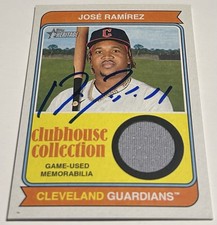 JOSE RAMIREZ SIGNED 2023 TOPPS HERITAGE CLUBHOUSE COLLECTION RELICS #CCR-JR