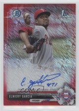 2017 Bowman Chrome Prospect Red Shimmer Refractor 3/5 Elniery Garcia Auto f0v