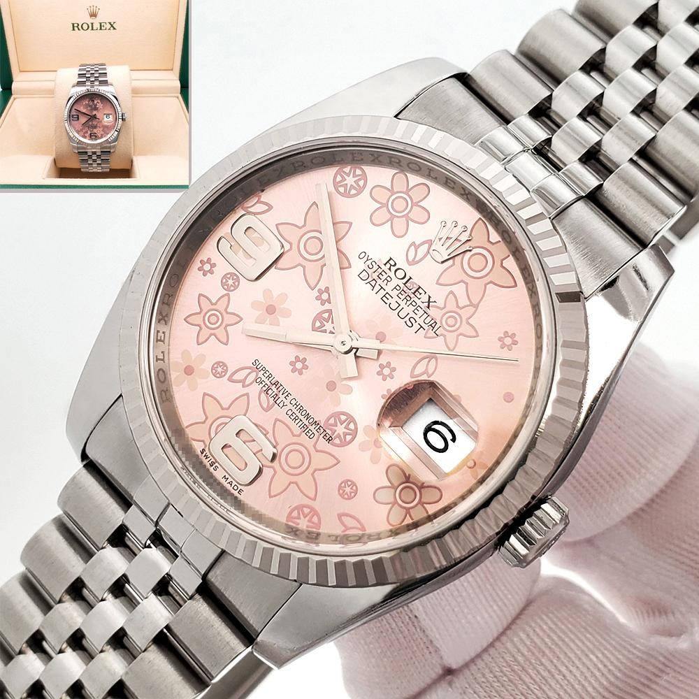 Rolex Datejust Pink Floral White Gold