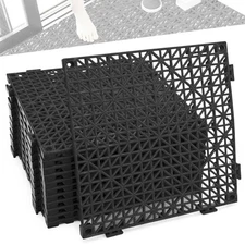 12 Pcs Drainage Mat Modular Interlocking Cushion 11.8" x 11.8" Garage Floor T...