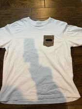 Mens Coach Pocket T-Shirt White Leatherware Logo Sz 2XL All Cotton "SPOTS"
