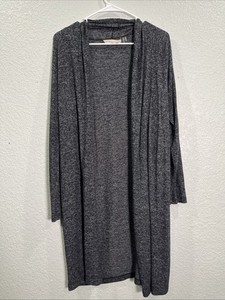 Soft Surroundings Cardigan Womens S Grey Marl Open Front Longline Duster Travel