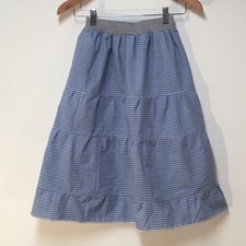 Skirt Girls M 8 Maxi Blue Stripe Ruffle Tiered 100 Cotton Mom and Pop's Kids