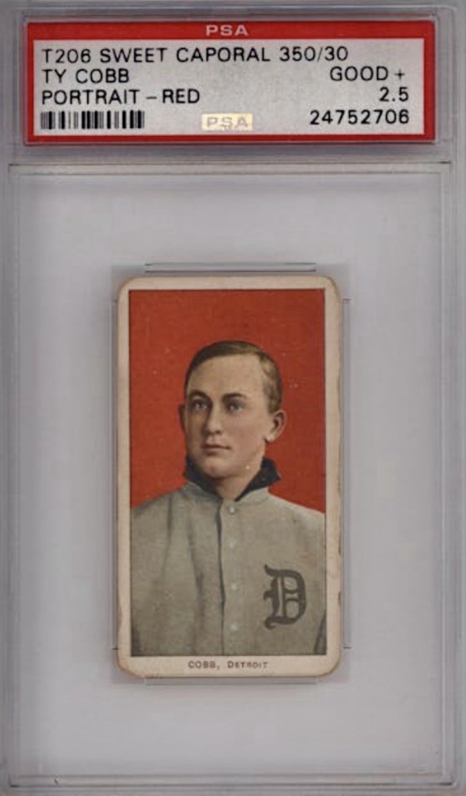 Ty Cobb Portrait - Red 1909-11 T206 Sweet Caporal 350/30 PSA 2.5 Vintage 