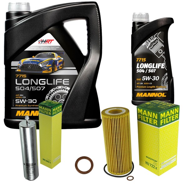 Inspektionspaket 6L Mannol Longlife 5W-30 FüR BMW E83 2.0D E87 118D E61 520D-image