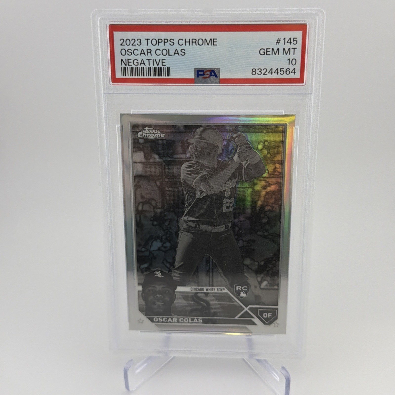 2023 TOPPS CHROME OSCAR COLAS Rookie NEGATIVE #145 PSA 10