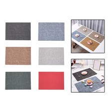 Image of Faux Leather Placemat Dining Table Mat, Wipeable Waterproof PU Table Mat Dining