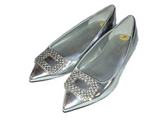 Womens NINE WEST silver flats 7 NEW rhinestone JESIKES dress shoes pointed