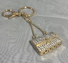 Gold Plated Bling Bling Rhinestone Purse Handbag Keyring 3.5 X 2 Key Ring Fob