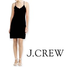 J. Crew | NWT | Size 0 | Black Scalloped V-Neckline Spaghetti Strap Tank Dress