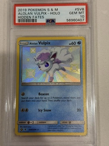 Pokemon PSA 10 GEM MINT Alolan Vulpix Sv8/Sv94 Hidden Fates Holo