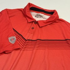 Nike Golf Tour Performance Polo Shirt Mens XL Red Stripe Dri-FIT Golf Top Logo