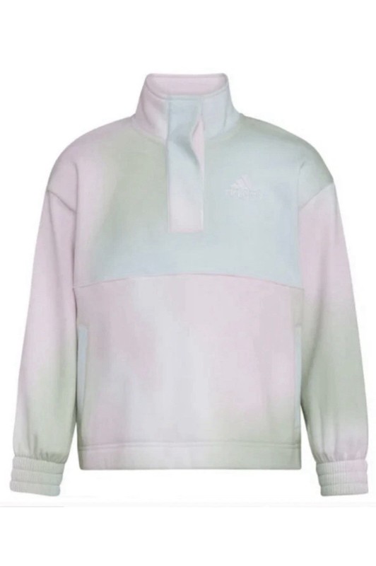 Adidas long sleeve Tie-dye Girls snap Mock neck sweatshirt Size 7/8 Pastel