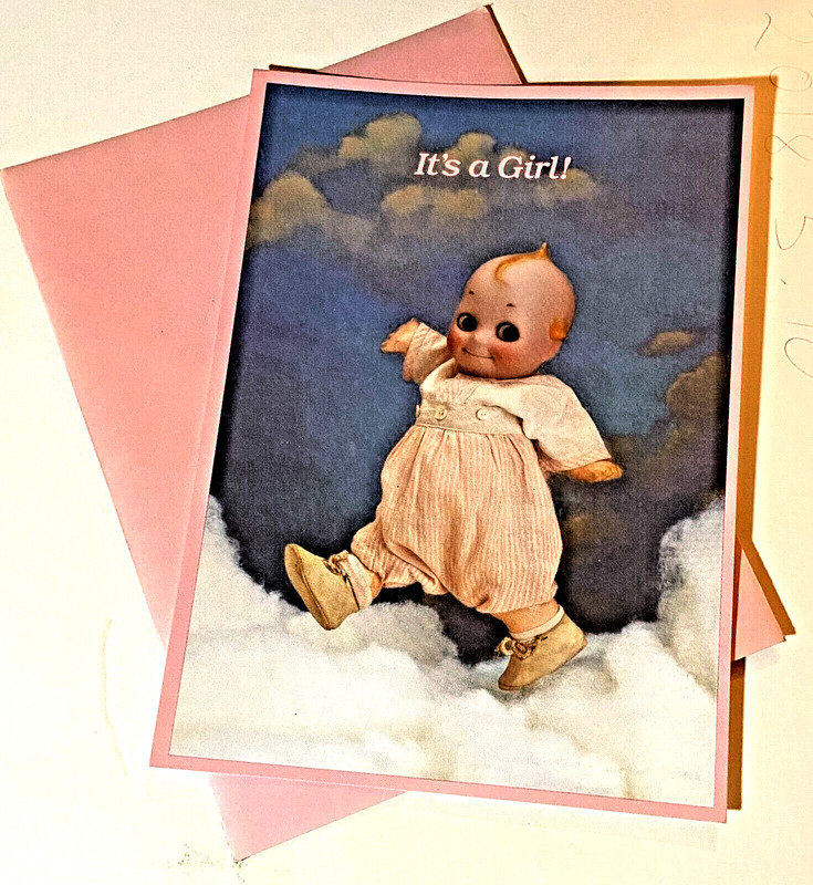 8 Baby Announcements Its a Girl Kewpie Post Cards with 8 Pink Envelopes Kewpies