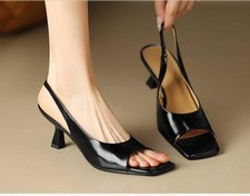 Womens Open Toe Sandals Leather Dress Party Slip On Casual Ladies Formal Shoes
