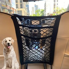 3-Layer Car Mesh Organizer, Seat Back Net Bag, Barrier of Backseat Pet Kids, Car