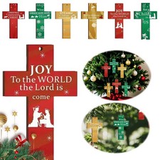 Hanging Wooden Cross Decoration Christmas Tree Wooden Cross Pendan::'