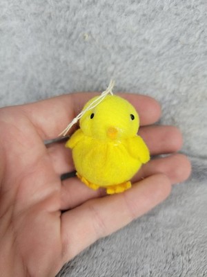 Mini Flocked Yellow Easter Chick Ornament Plush Toy Decor Hanging Ornament 1.75''