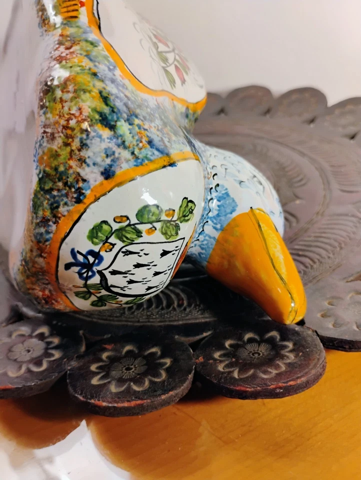 Henriot HR Quimper Faience Style Duck Bird  9" Planter Jardinière Vintage - Image 4 of 4