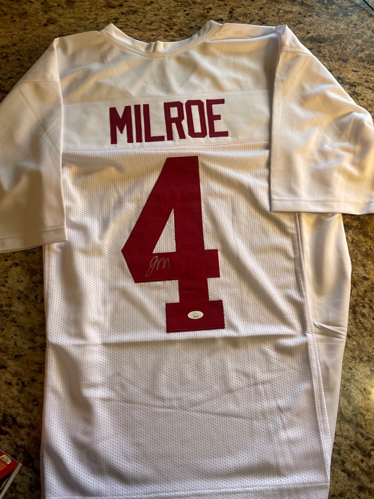 Jalen Milroe Autographed Signed Alabama Crimson Tide Auto Football Jersey JSA COA Seahawks 