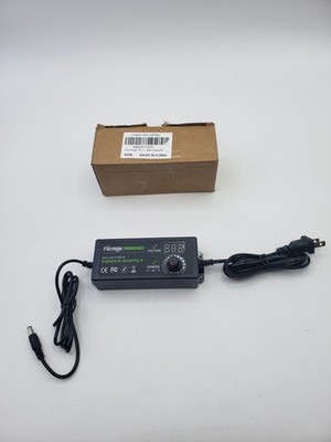 Facmogu 3V-12V 5A 60W Adjustable Power Supply with LED 3-12V 5A, Black 