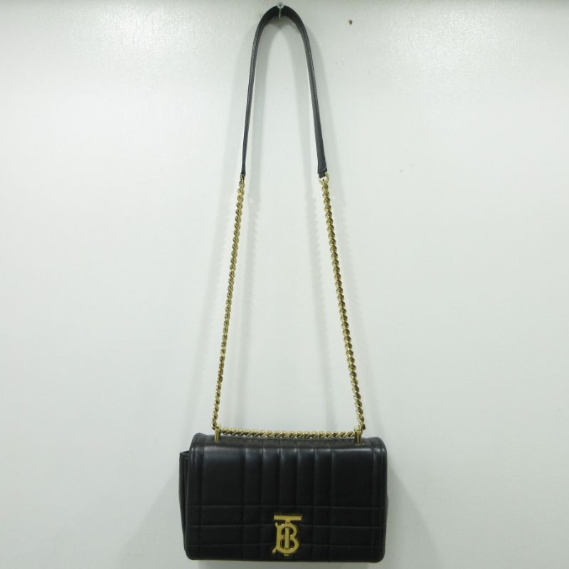Burberry Lola TB Monogram Shoulder Bag Black Leather image 2