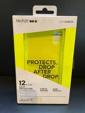Tech21 Evo Check iPhone X & iPhone Xs FlexShock Snap Case Cover - Neon Yellow