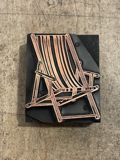 Printing Letterpress Print Block Vintage Copper Beach Chair / Deck Chair (3467)