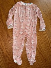 Baby Girls Magnetic Me Pink Floral Modal Magnetic Footie Sleeper 3-6 Months