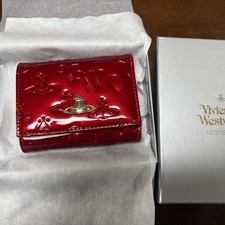 Vivienne Westwood Tri fold Wallet Red Enamel Orb 9cmx11cmx3cm 913VW110 with box