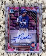2025 Bowman Chrome Angel Cepeda BUBBLE GUM REFRACTOR AUTOGRAPH #1/5 CPA-AC
