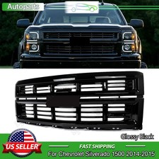 Front Bumper Grille Assembly Gloss Black For 2014-2015 Chevrolet Silverado 1500