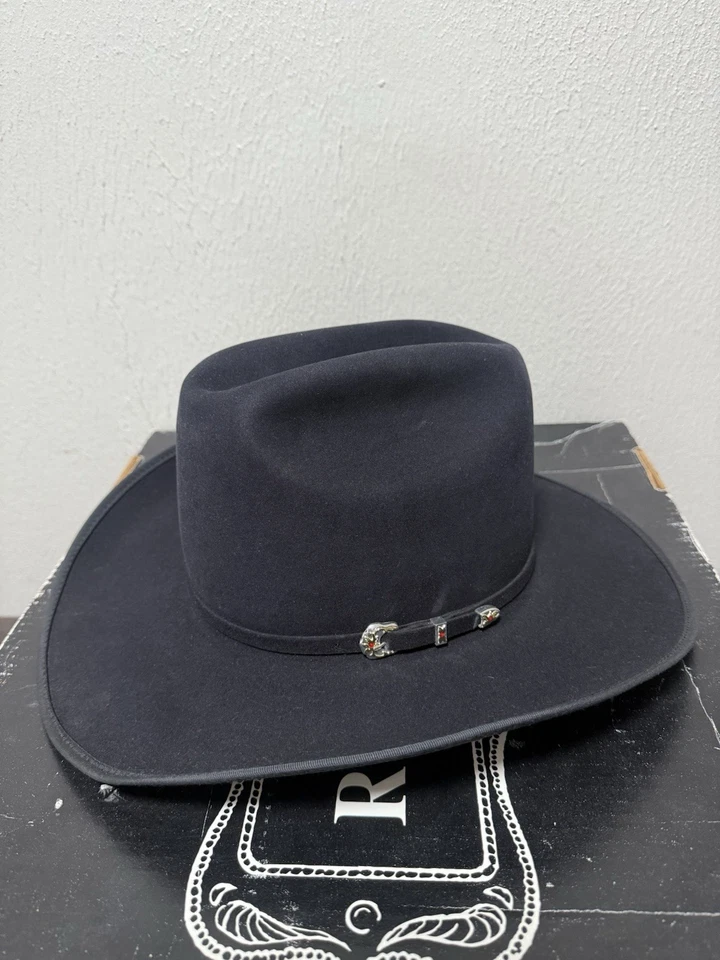 Sombrero de Vaquero Rodeo King 100X Castor Puro Cachemira Ala de 3-1/2 Pulgadas Talla 7 con Caja Foto 2 de 4