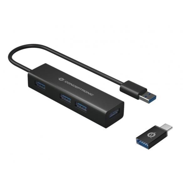 Conceptronic Nero Usb-Hub (Usb-C, 4 Porte), Docking Station + Hub Usb, - Immagine 5