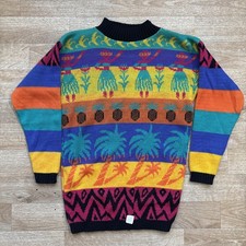 Deadstock Vintage Jet Set Sweaters Neon Knit Pullover Women  s M 80s 90s USA