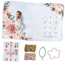 Baby Monthly Milestone Blanket- Milestone Blanket for Baby Girl and Boho Floral