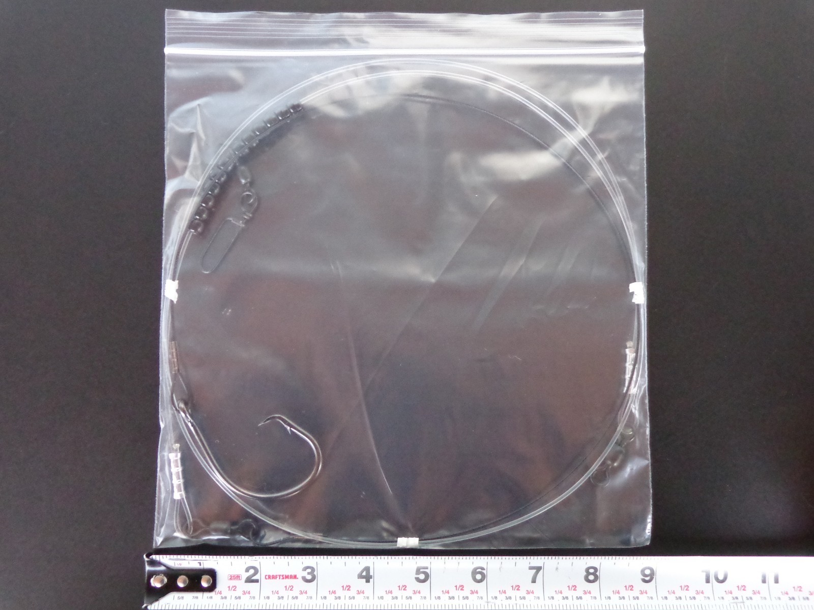 6Ft Shark Fishing Leader, 13/0 Inline Circle Hook, Black Cable/Mono, Handmade