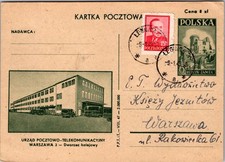 1949 Legnica Poland Mail Letter Work For Motherland  Postcard Cover to Warsaw