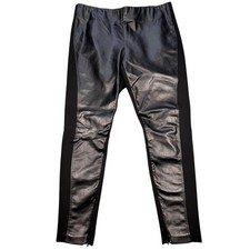 Lauren Ralph Lauren Black Faux Leather Front Ponte Leggings Women 10P