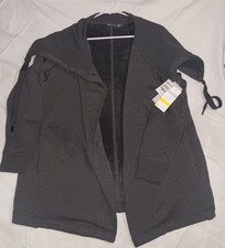 Zella All Day Women's Fleece Cardigan Hoodie Gray L Hooded Pockets Button