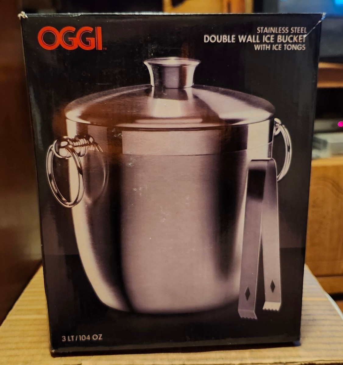 OGGI Liter Stainless Steel Double Wall Ice Bucket with Tongs