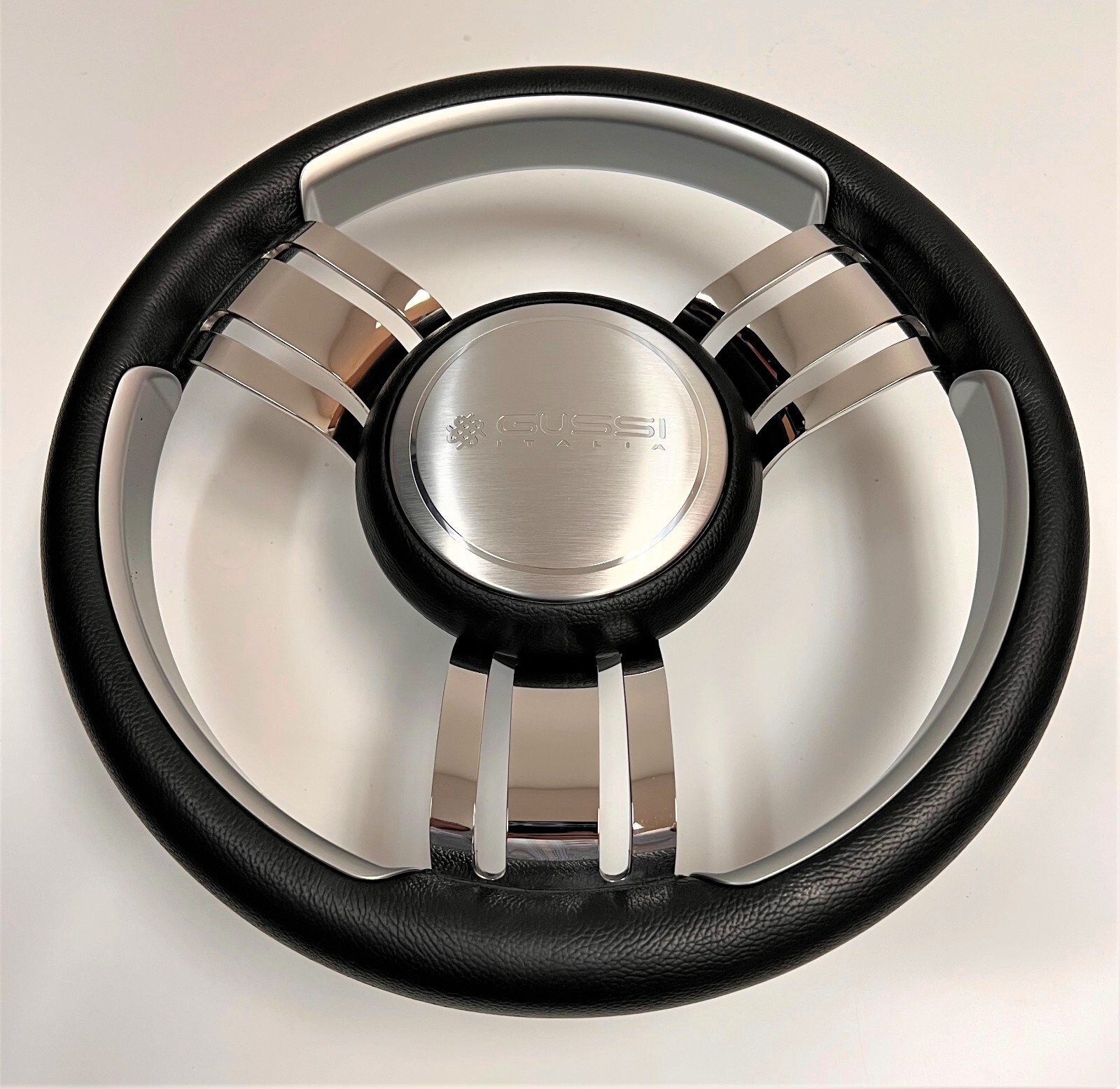 New GUSSI ITALIA Boat Steering Wheel Polished Aluminum Spokes KEYED HUB