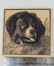Dog Portraitl Large Rubber Stamp 4.25" Square 