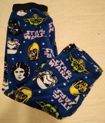 Star Wars Blue Fleece Large Pajama PJs Bottom C3PO Leia Yoda Storm Trooper W