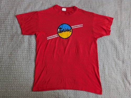 Adidas Shirt Adult Large Red Trefoil Logo Single Stitch Vintage 80's USA Made - Image 1